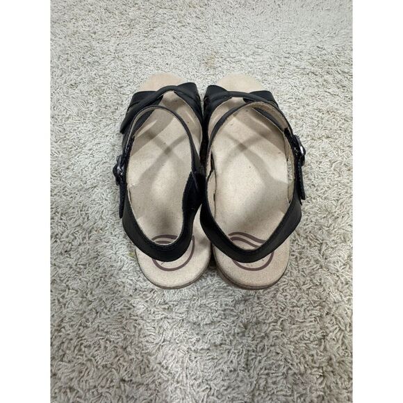 Dansko Season Black Leather Wood Grain Ankle Strap Open Sandals Size EU 40 US 10 - Picture 6 of 13